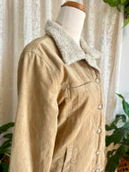Y2K Tan Jacket with Faux Sherpa Trims