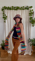 Crochet Multicolour Extra Long Fringed Scarf