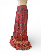Pre-Loved Red floral maxi skirt - Sz 10