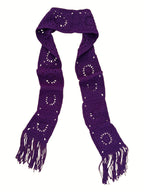 Purple Crochet Square Scarf with Fringe