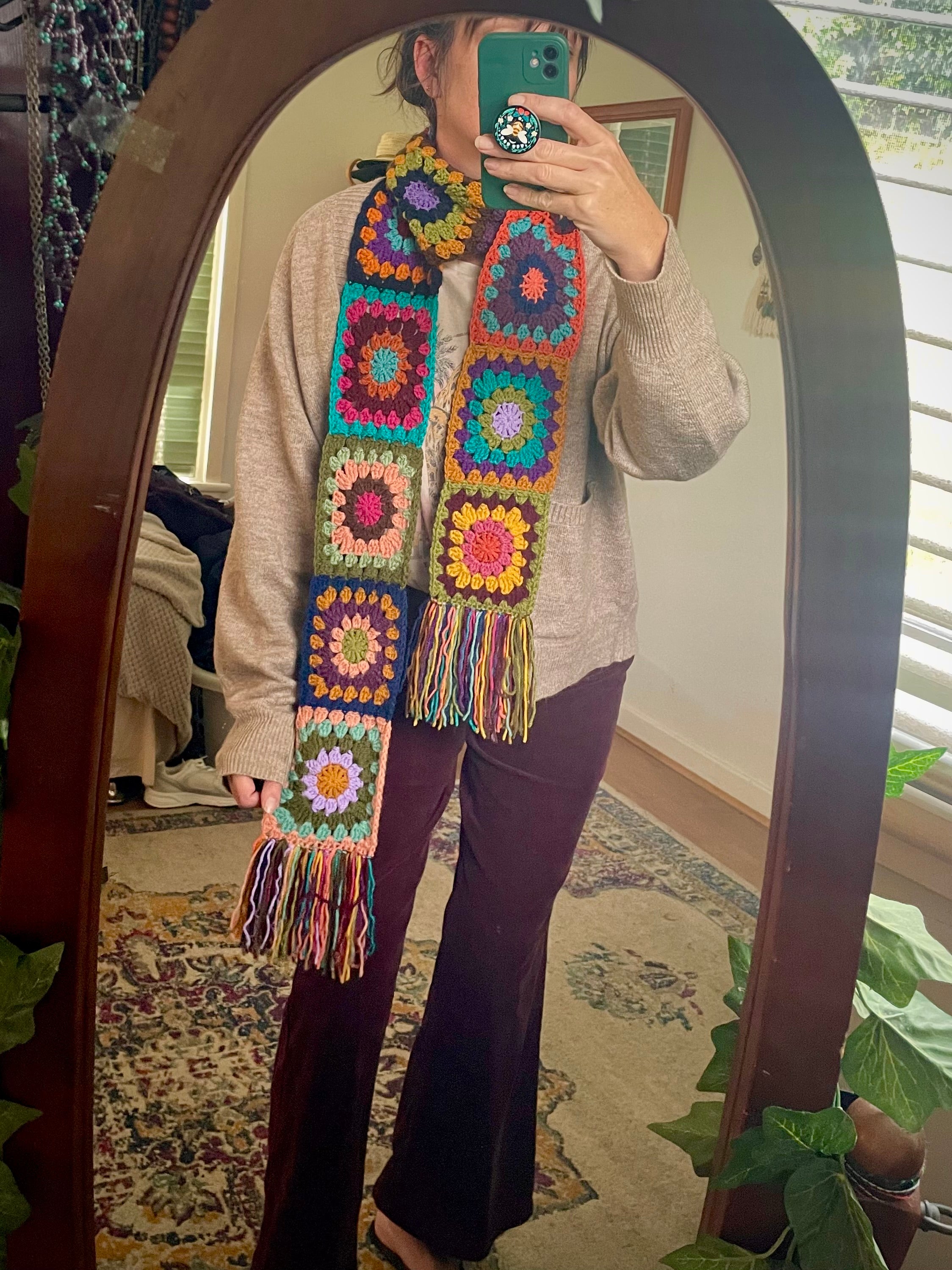 Crochet Mojo Moon Sunburst Granny Square Scarf - Multicolour