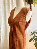 M&Co Tan Corduroy Button up Pinafore Dress Sz 10