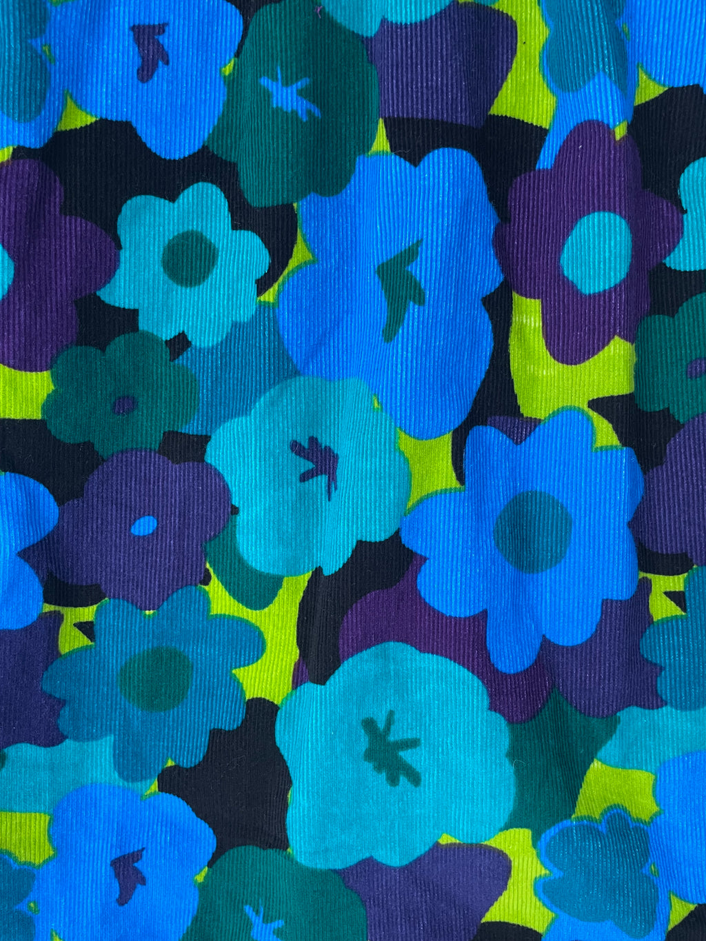 Corduroy Retro Print Floral Maxi Skirt