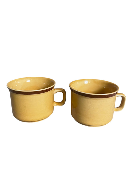 Set of 2 Vintage Ginger Stoneware Coffee Cups
