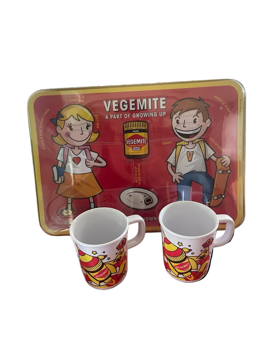 Vegemite Limited Edition Placemat Set with 2 Melamine Mugs c.2001