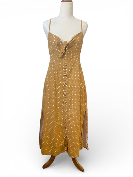 Preloved - Mustard polka dot dress - Sz M