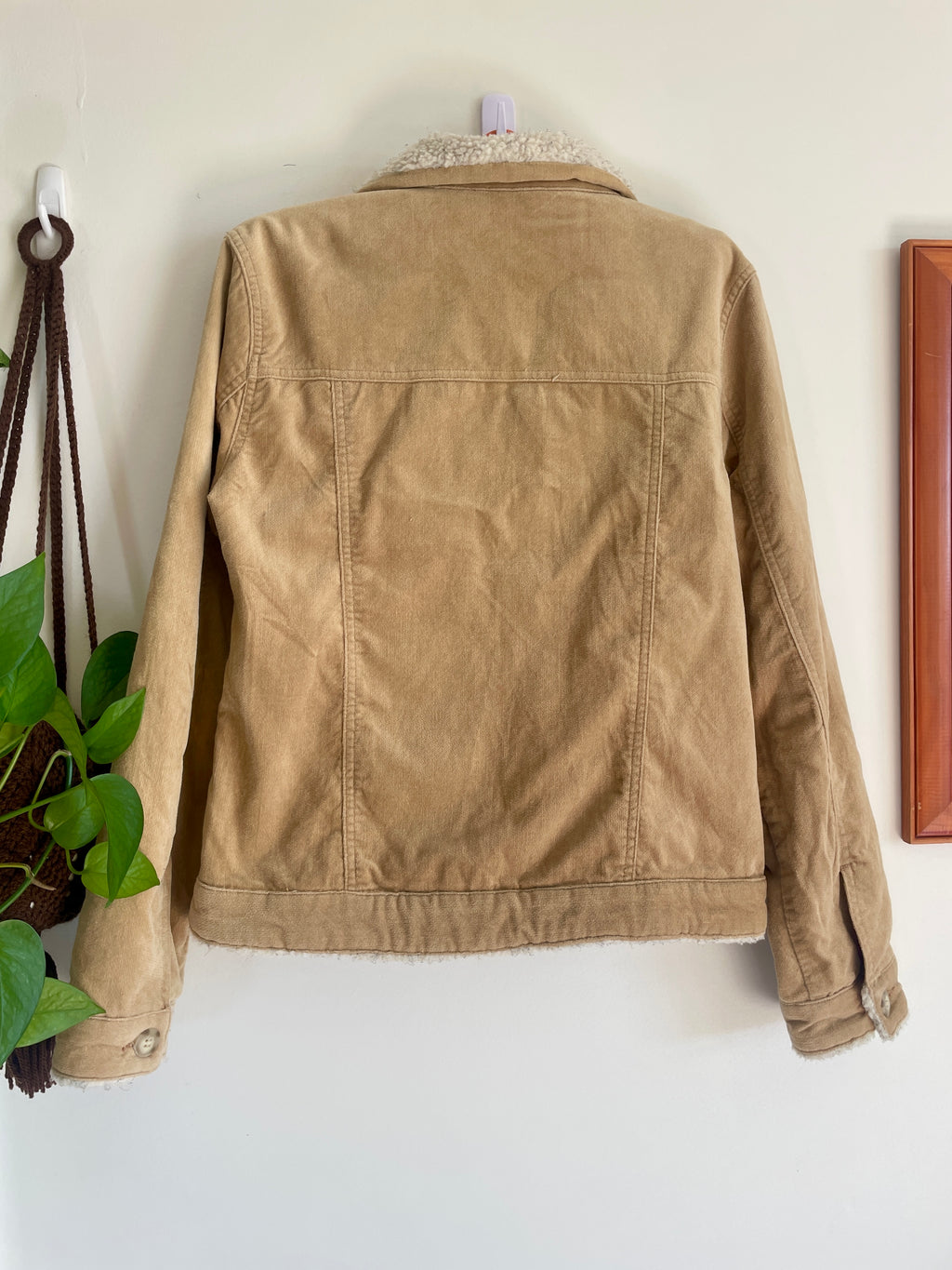 Y2K Tan Jacket with Faux Sherpa Trims