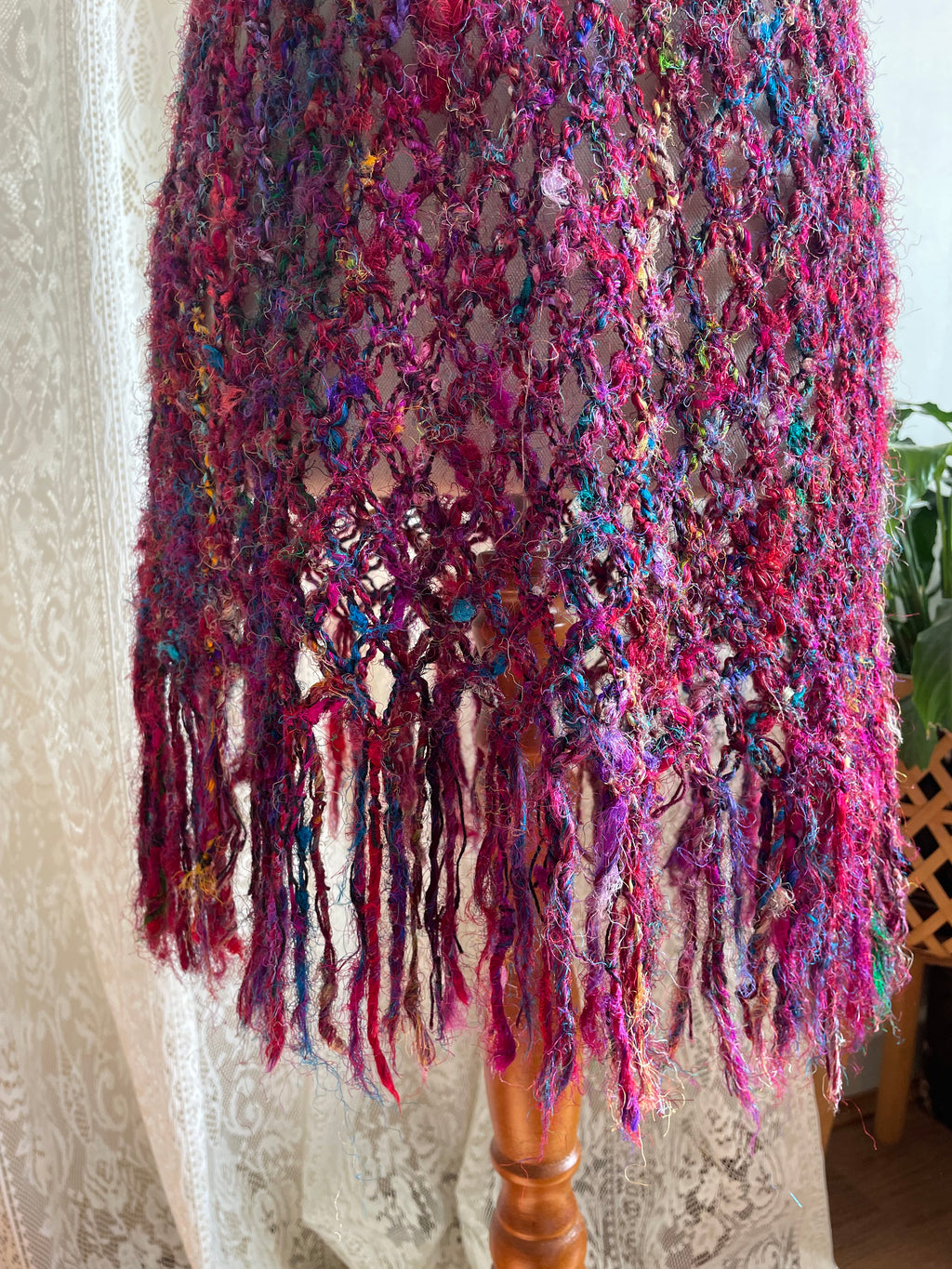Recycled silk crochet sleeveless mesh dress/top