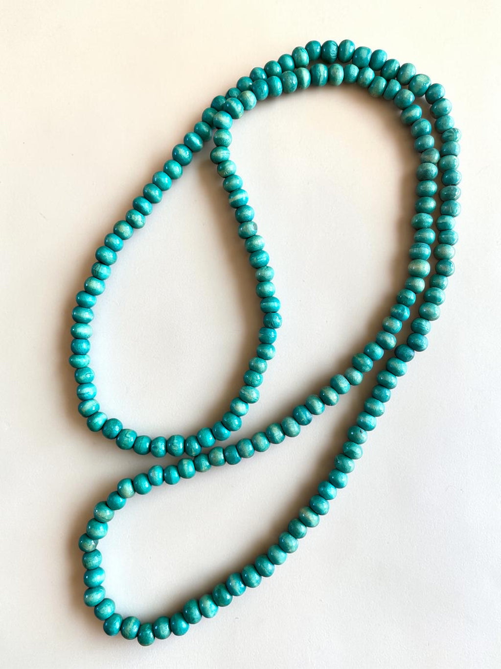 Wooden bead long necklace - Teal