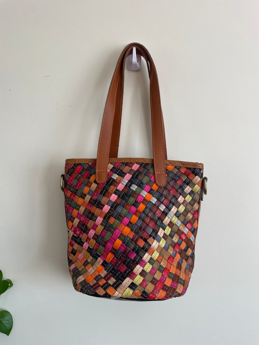 Woven Leather Patchwork Handbag