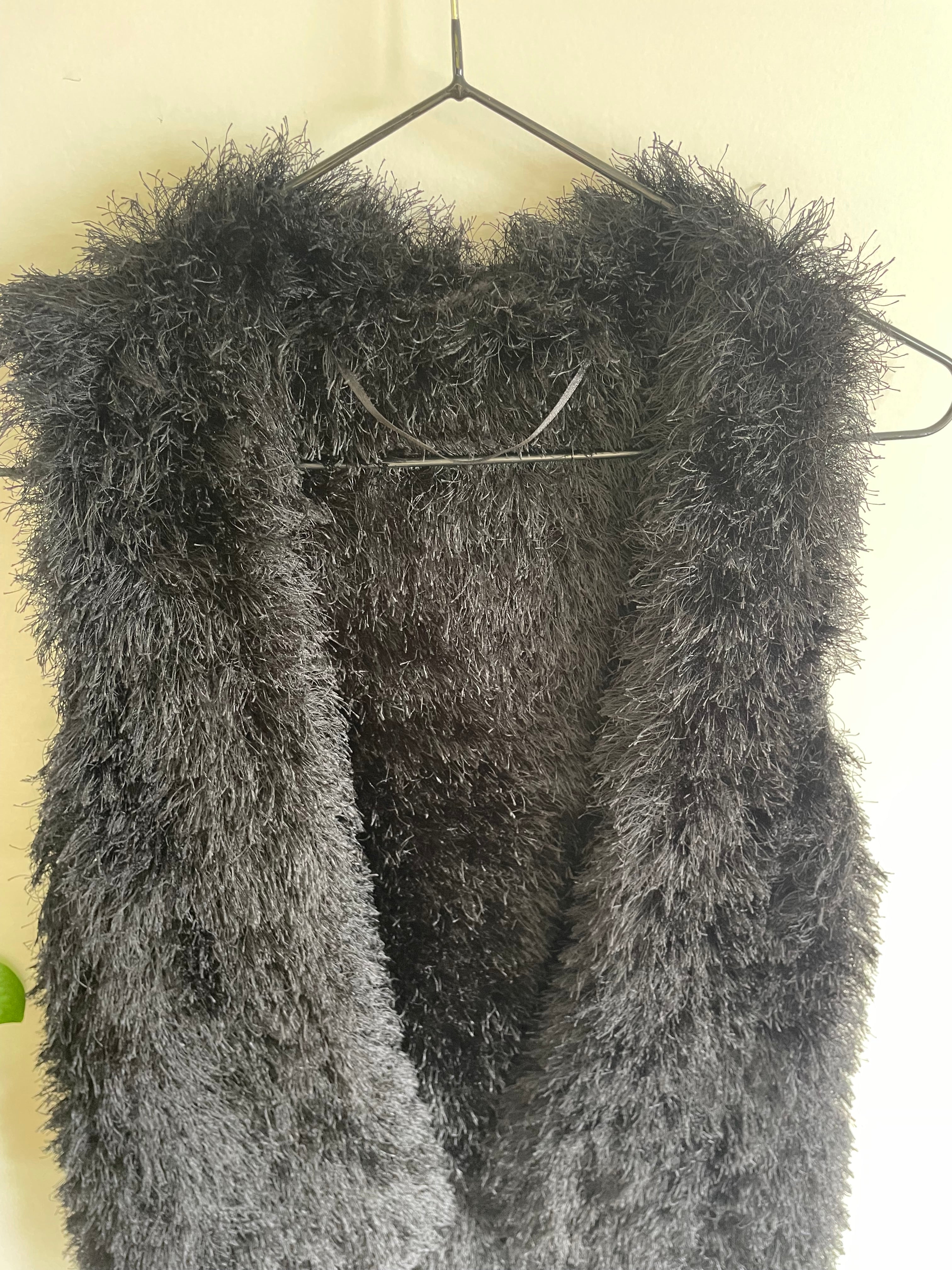 Black Faux Fur Vest Sz 14