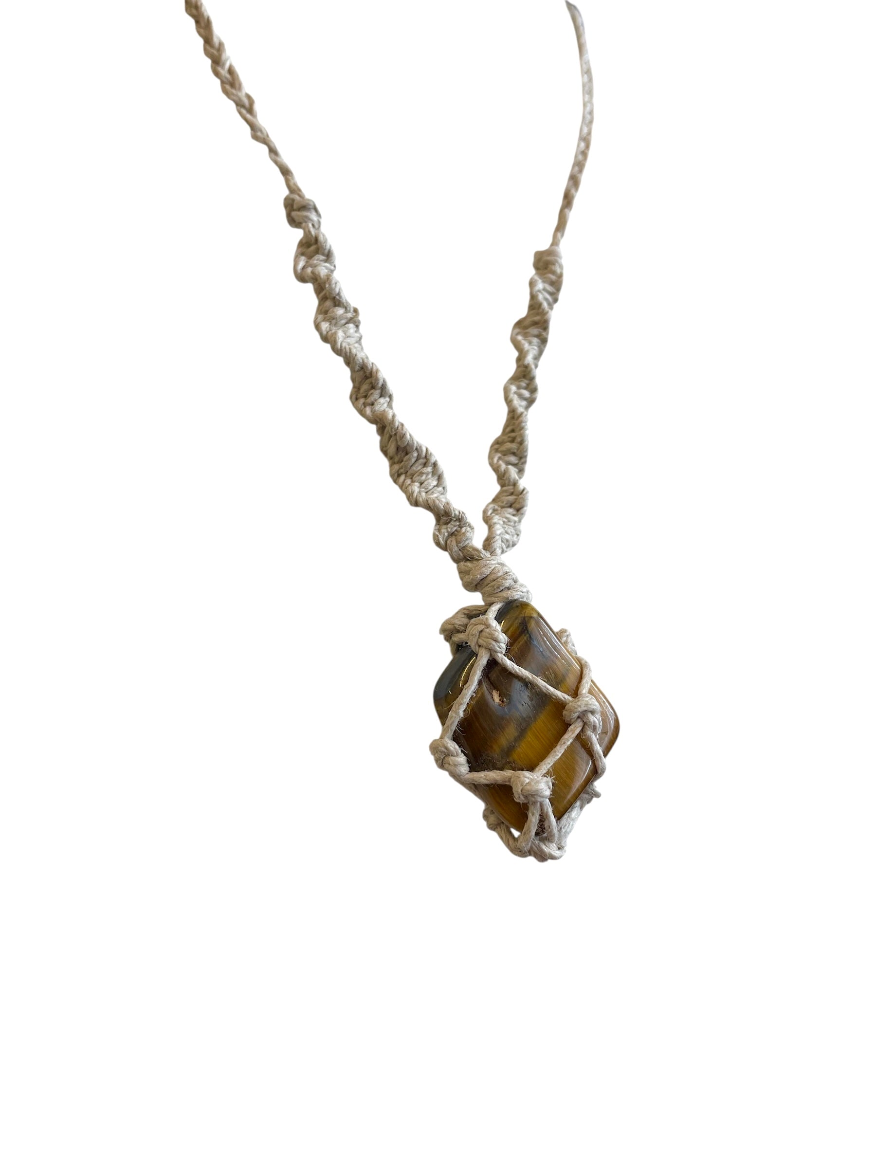 Hemp Necklace with Tigers Eye Tumble