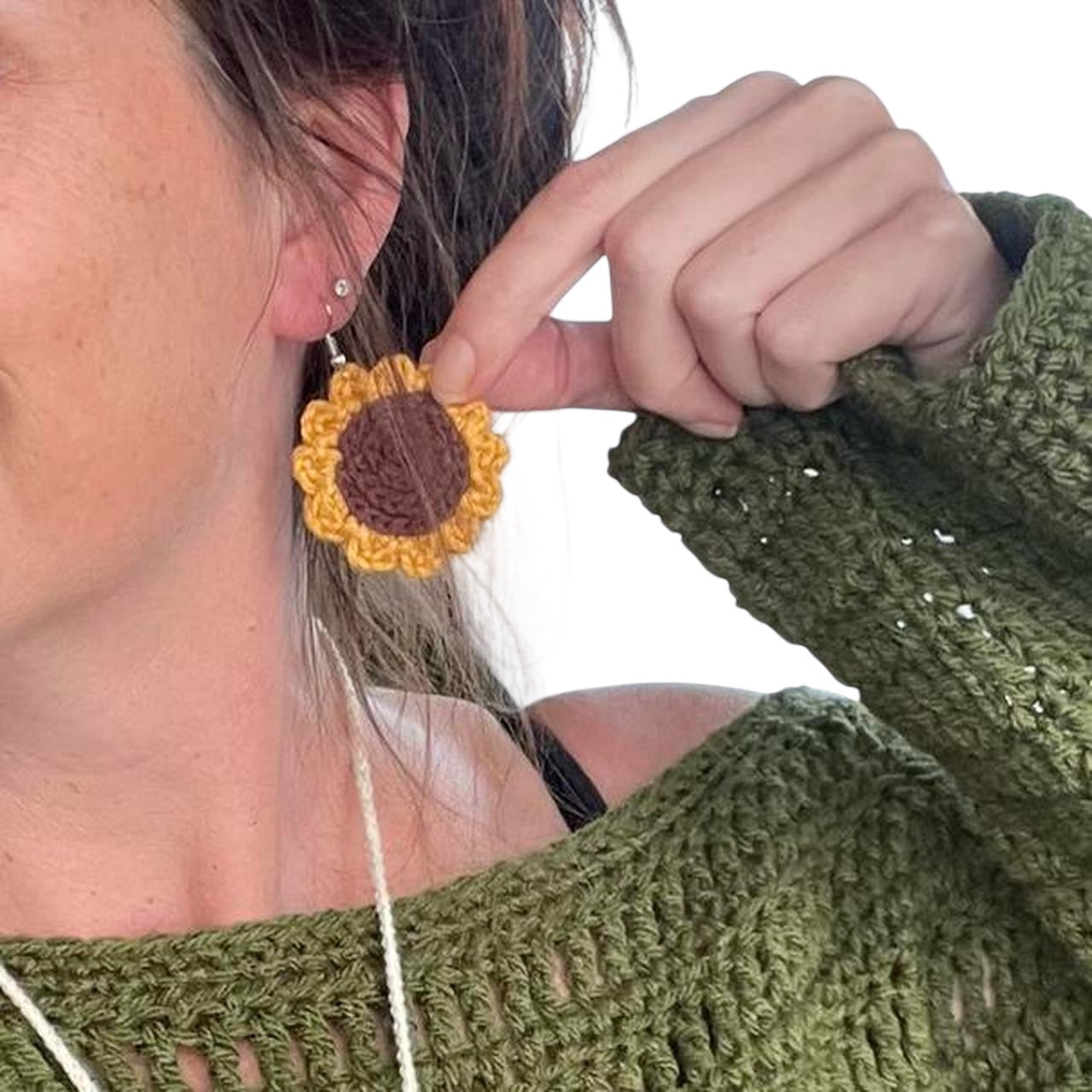 Crochet Sunflower Earrings