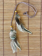 Feather & Hemp Hair Extension - Double Stranded Brown mix/Dragonfly