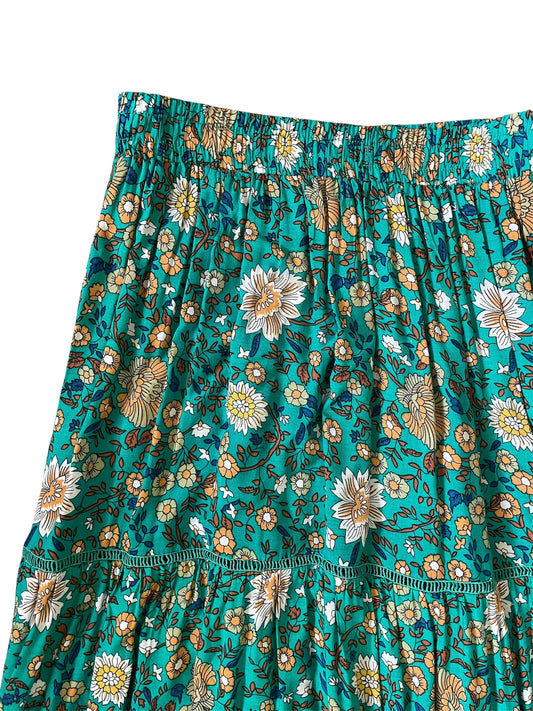 Teal Floral Maxi Skirt Sz 12