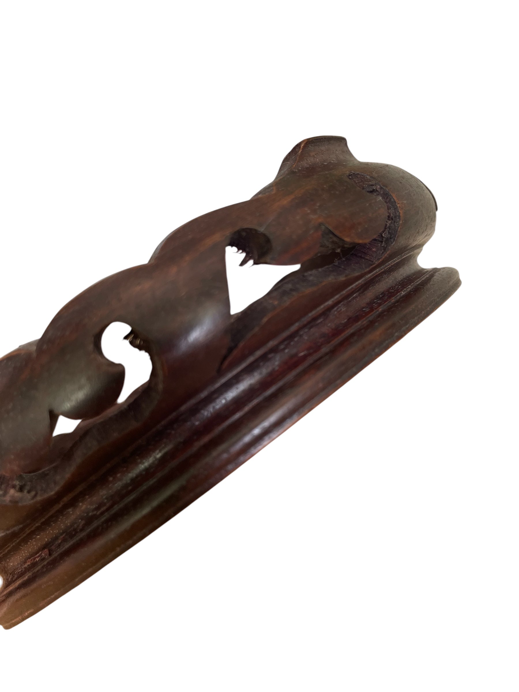VTG Ornate carved dark hardwood vase stand