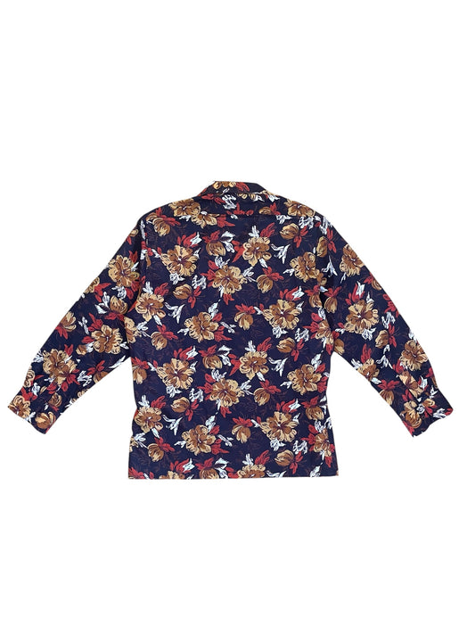 Vintage Warm Tone Floral Long Sleeve Blouse