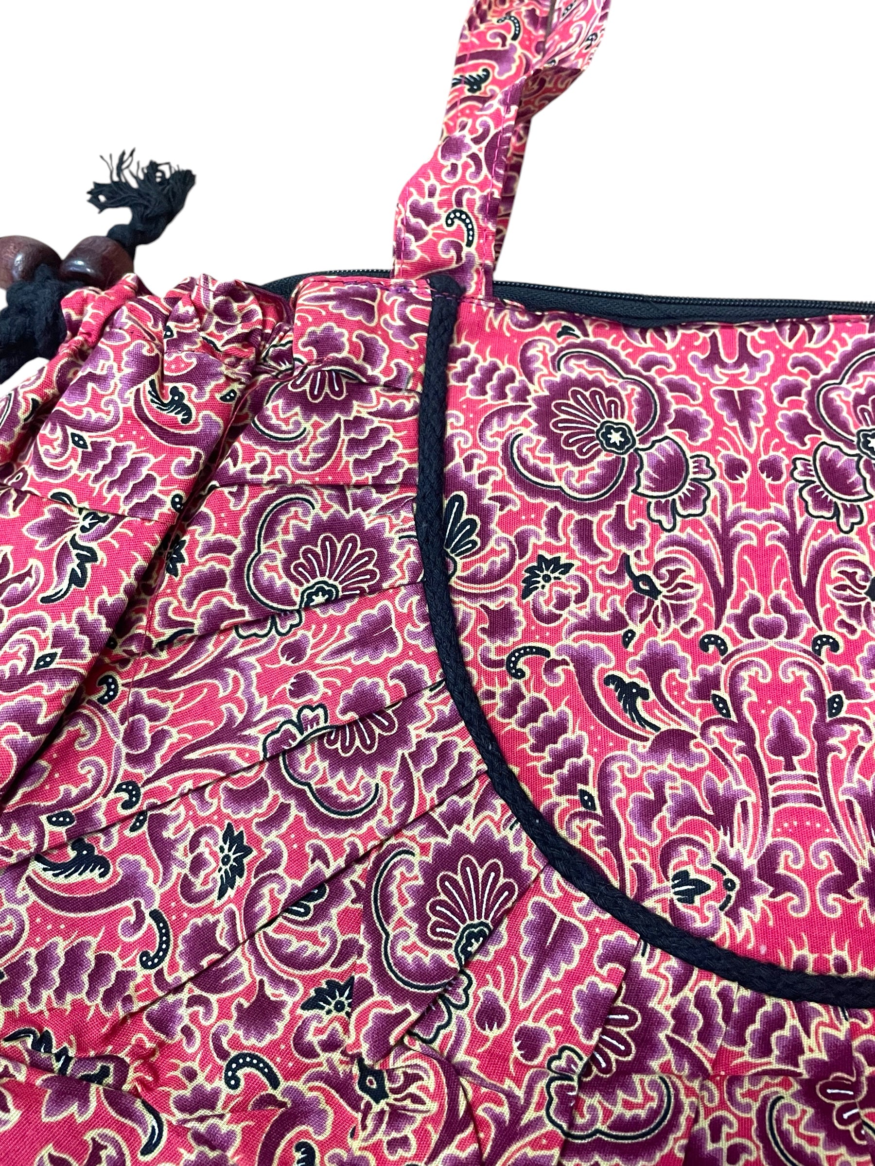 Cotton Print Shell Hobo Bag