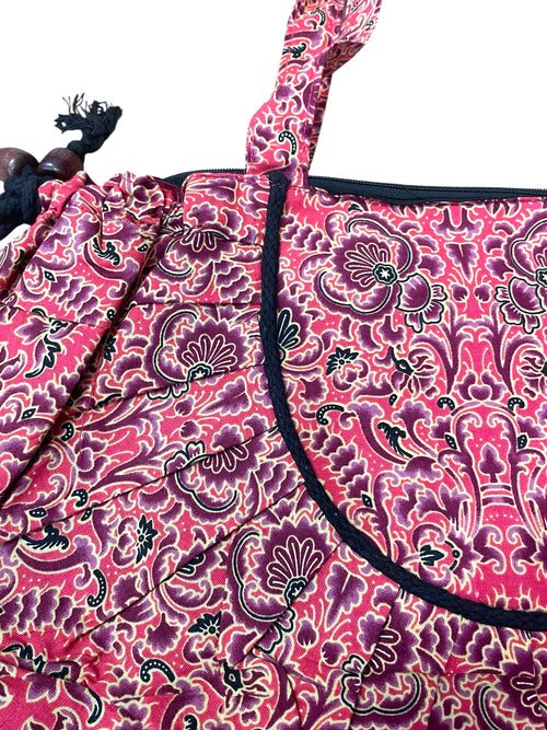 Cotton Print Shell Hobo Bag
