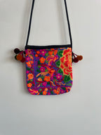 Vibrant Floral Embroidered Small Crossbody Bag