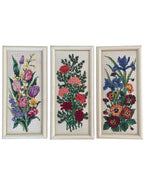 Vintage Carnations completed cross stitch in Frame D’art