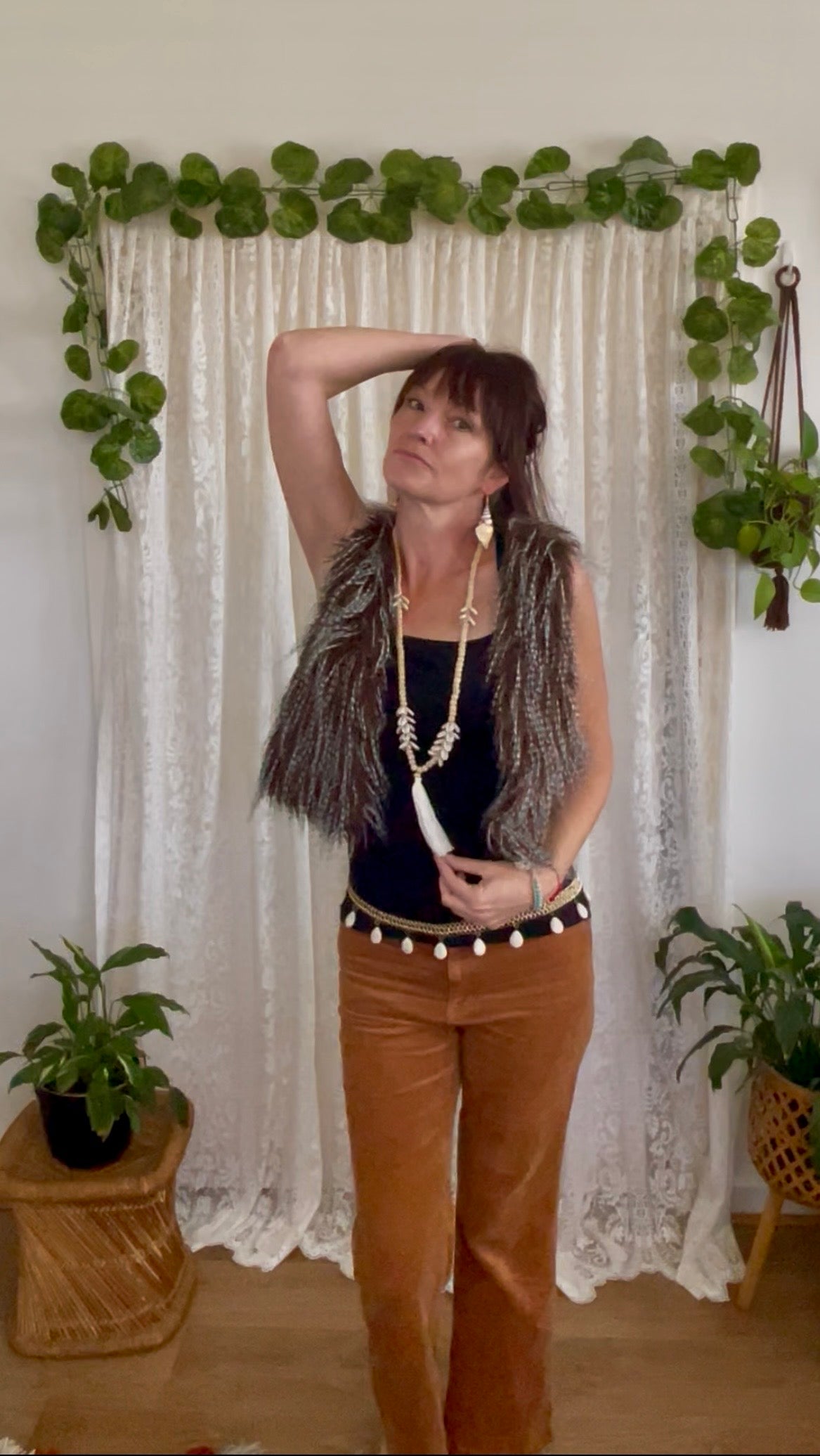 Faux Fur Brown Cropped Vest - Sz 12