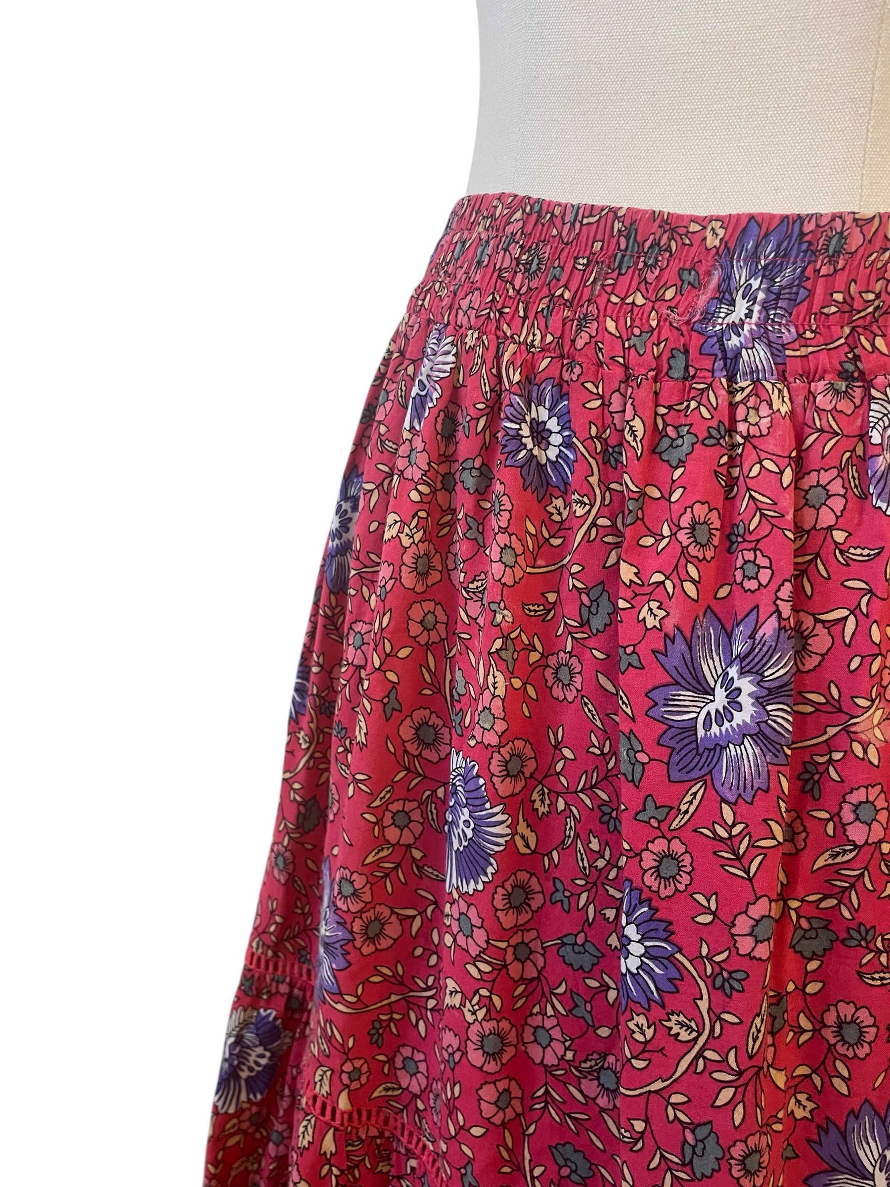 Pre-Loved Red floral maxi skirt - Sz 10