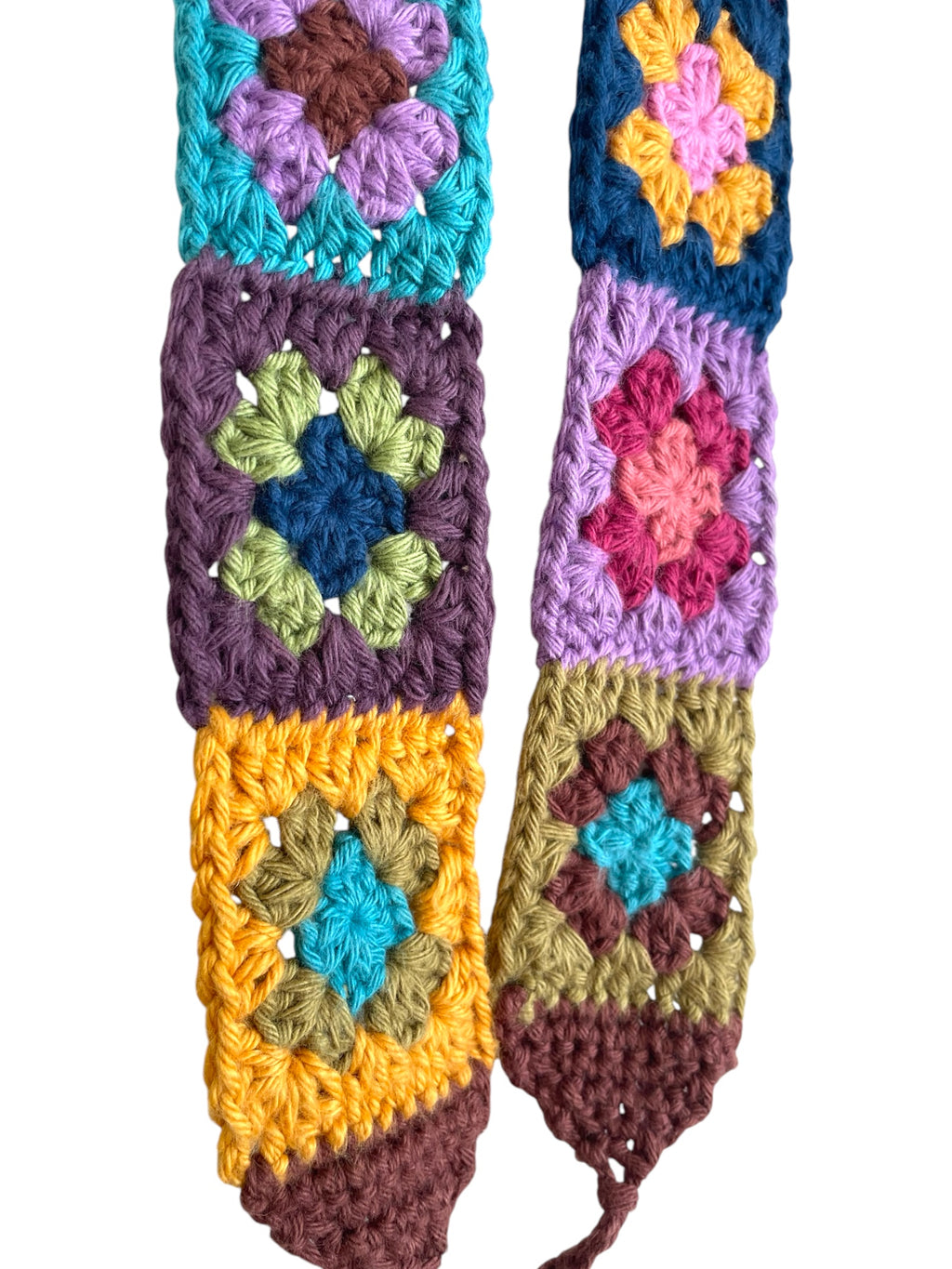 Multicolour Crochet Granny Square Tie up Belt