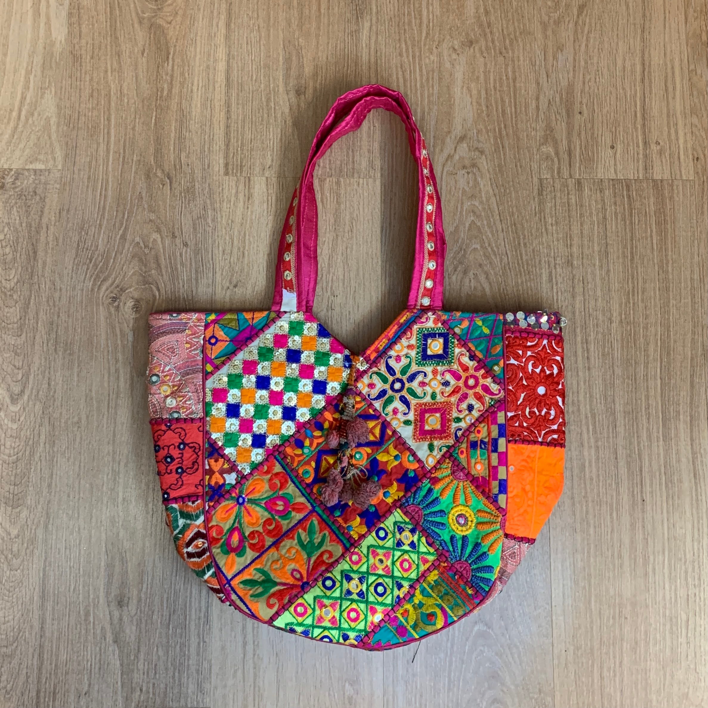 Boho Patchwork Bag - Pink