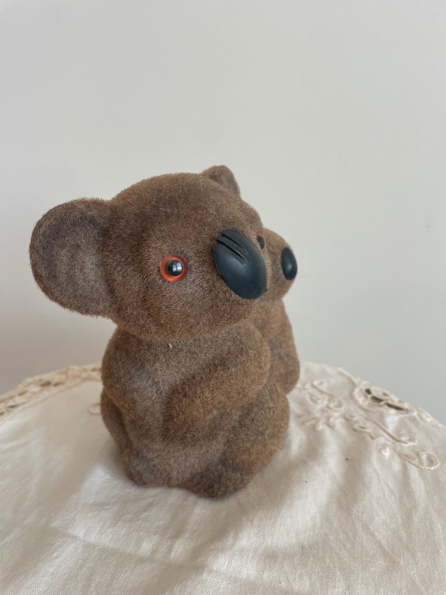 60s/70s Flocked Koala & Baby Money Box