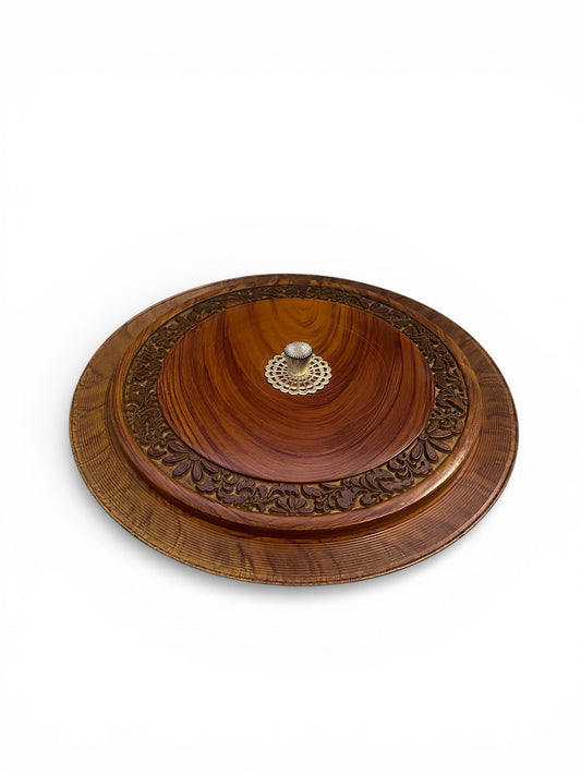 Wood look relish sectional tray with lid