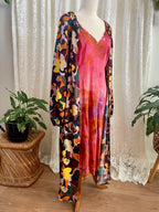 Tu Women Abstract Floral Midi Dress – Button Down Kimono Duster - Sz 12