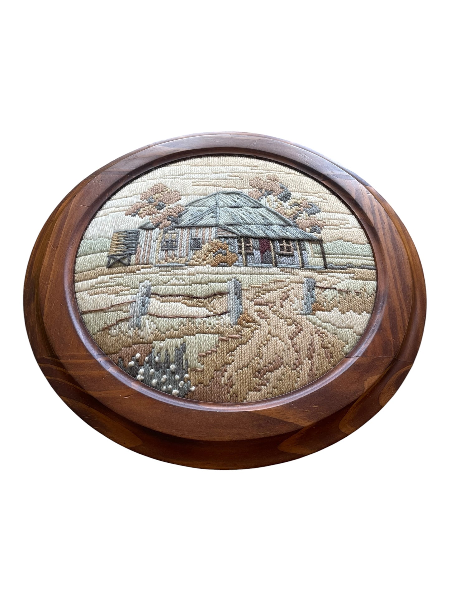 Framed Vintage “The Old Homestead” Needlework