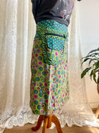 Bold Print Adjustable Wrap Skirt with Pocket - Green