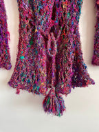 Recycled silk Crochet mesh tie up cardigan