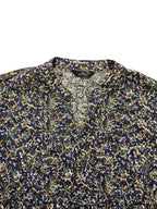 Navy Blue, brown & green print 3/4 sleeve top