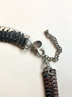 Lovisa Chunky Silver Boho Statement Necklace - Black Bead Tribal Bib Choker