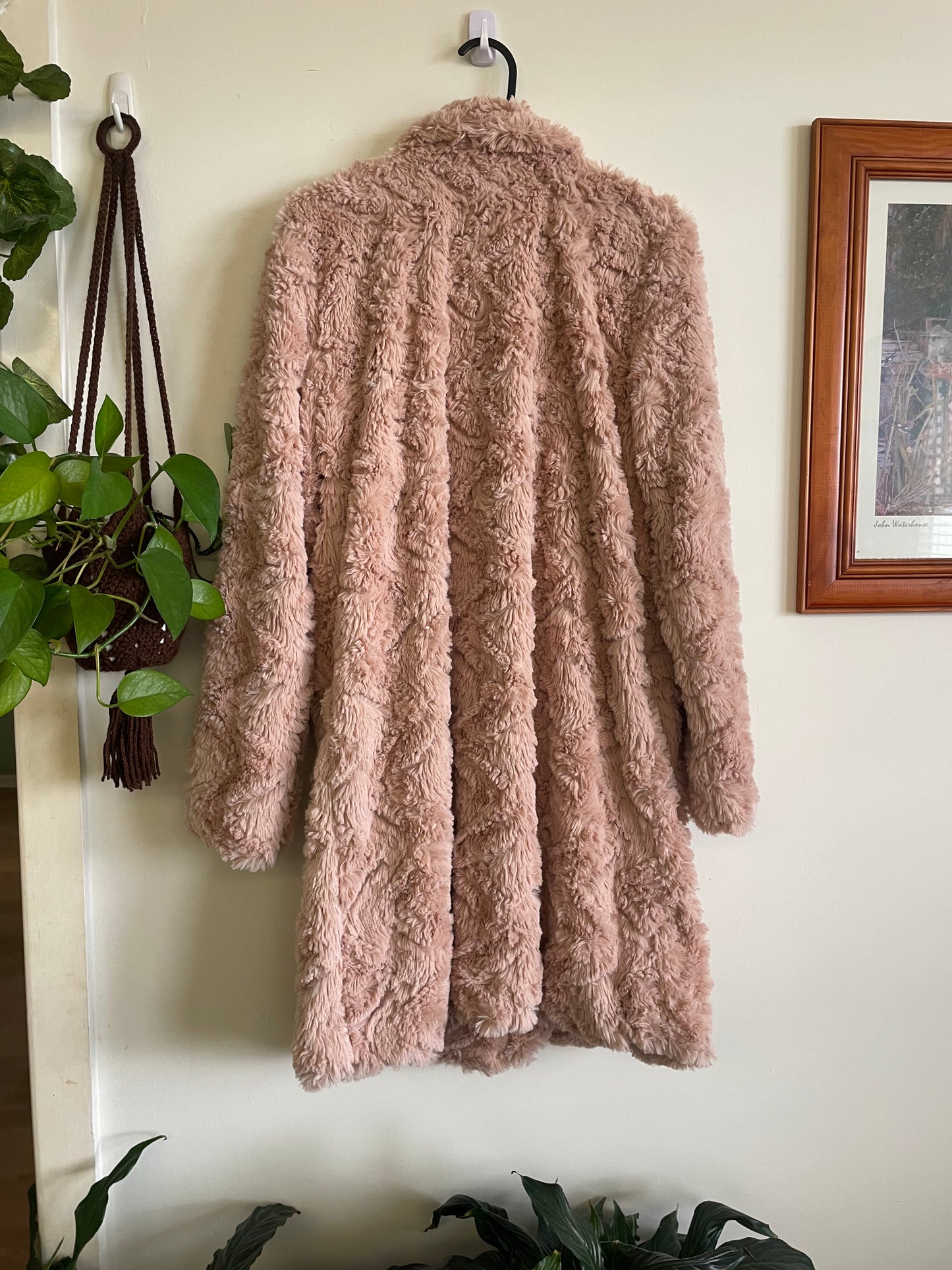 Dusty Pink Faux Fur Jacket Sz 10