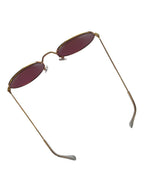 Pink shade retro sunglasses with gold frames