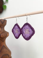 Crochet Little Square Earrings - Purple Tone