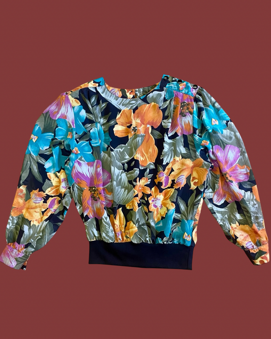 Bold floral print vintage blouse