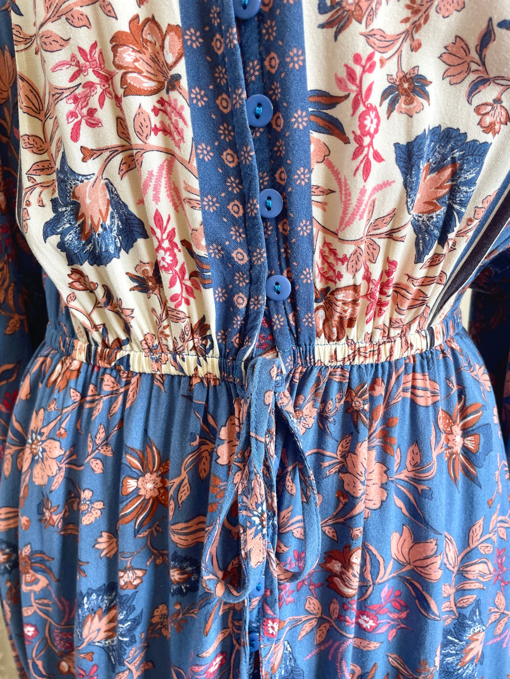 Dreamcatcher Bohemian Style Blue Paisley Print LS Dress – Sz 8