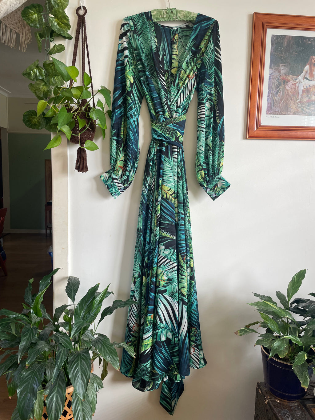 Tropical Long Sleeved Maxi Dress XL