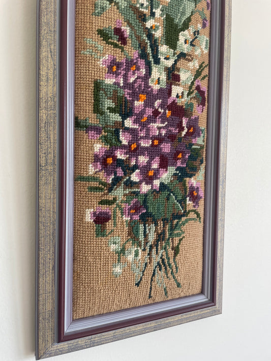 Vintage Floral Tapestry in Purple Frame