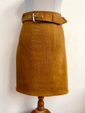 SES Tan Suede look 70s Mod Style A-Line Skirt Sz 14
