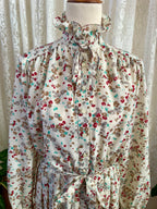 Vintage Alexon Sportset British Prairie Dress – High Neck Ruffle Floral Midi - Sz 12