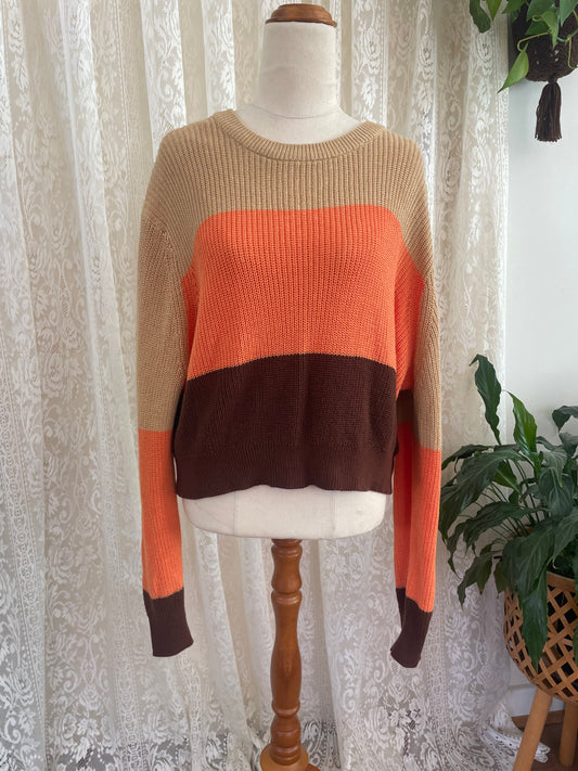 Loose fit retro colour sweater