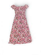 Pre-Loved Pink Floral off shoulder dress - Sz 8