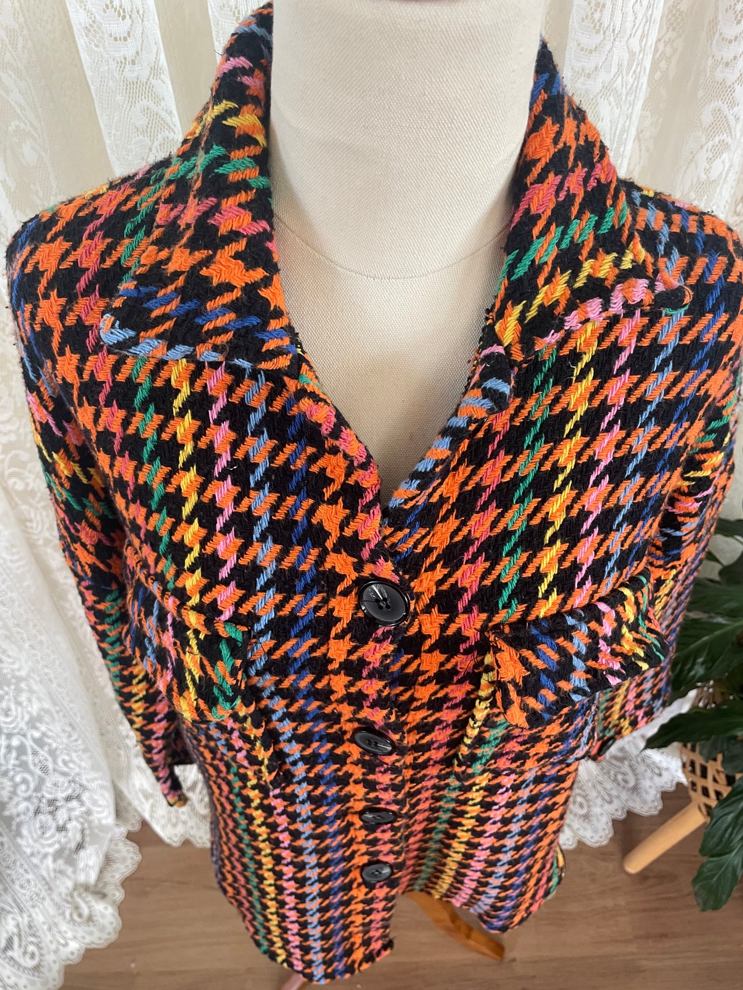 Vibrant Houndstooth Style Shacket