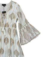 White with Gold Thread Paisley Print Angel Dress